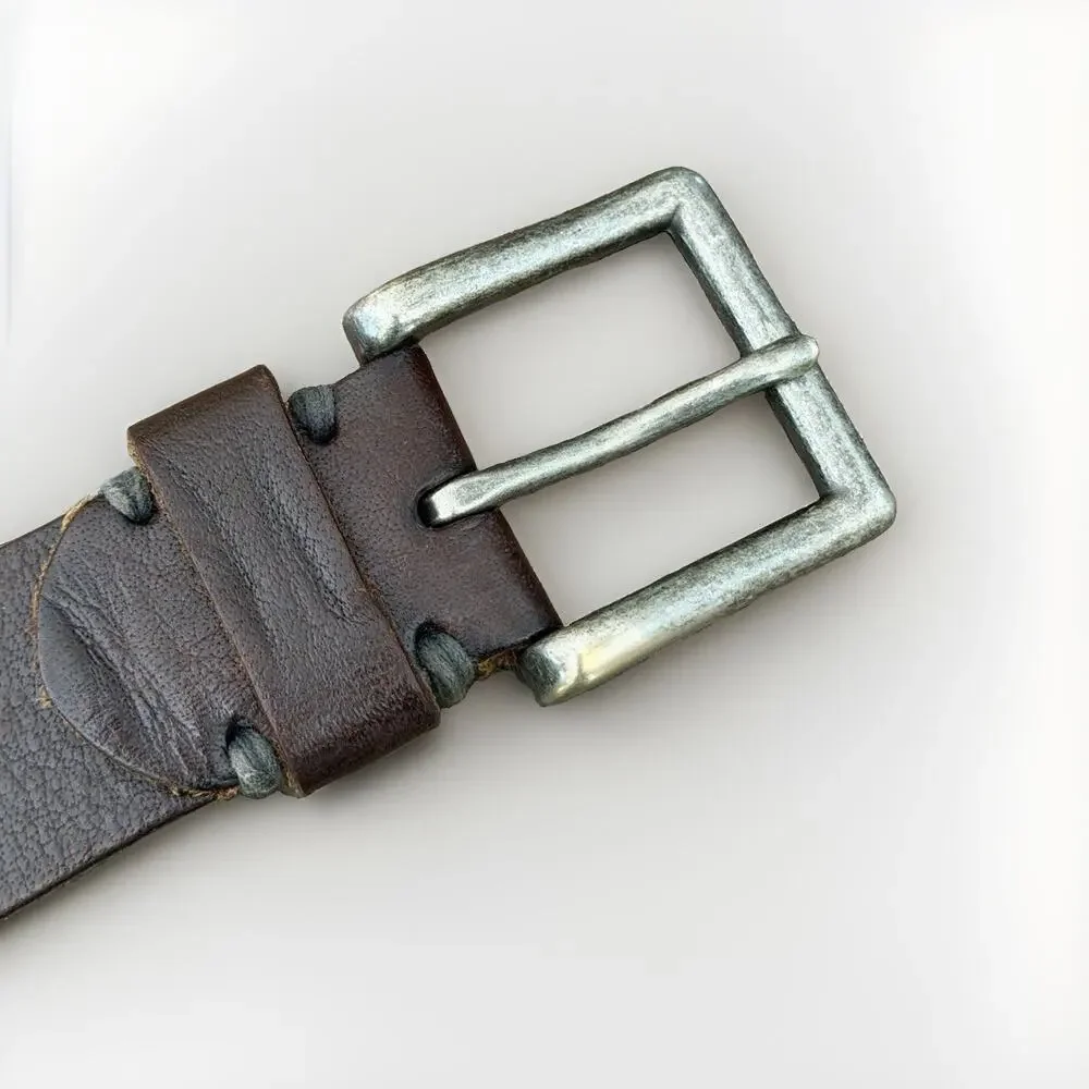 Vintage Y2K ABERCROMBIE & FiITCH Moose Embossed Leather Belt Brown Size S / M